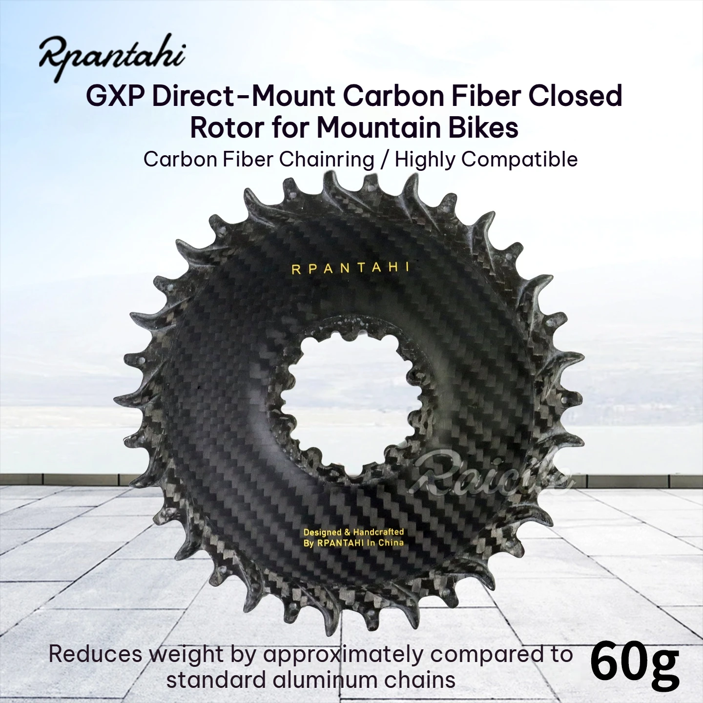 RPANTAHI Carbon Crank Arms for Mountain Bike, 165/170mm; Mountain Bike GXP Direct‑Mount Carbon Closed Chainring, 3‑bolt Interfac