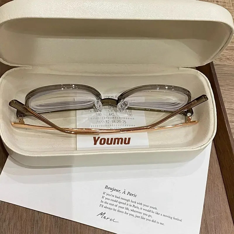0 ~ -6,0 Myopiebrille Blaulichtbeständige flache Brille Ovale Harzlinsen Herren Computer Optische Brillen Unisex – Detail 4