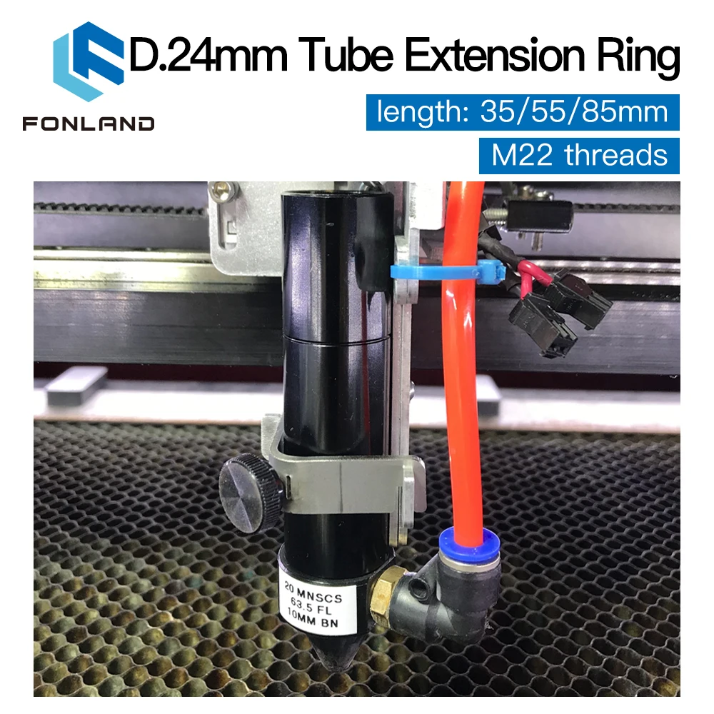 FONLAND CO2 Extension Tube Extension Ring Suit testa Laser O.D.24mm tubo dell\'obiettivo per macchina per taglio e incisione Laser CO2