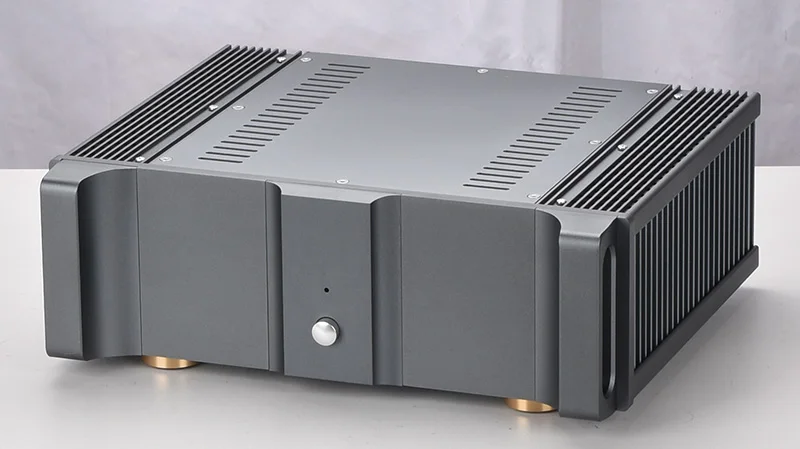 DIY Anodized Aluminum Button Chassis DAC Decoder Enclosure PSU W370 H120 D307 Grey CNC Pure Rear Power Amplifier Case Heat Sink