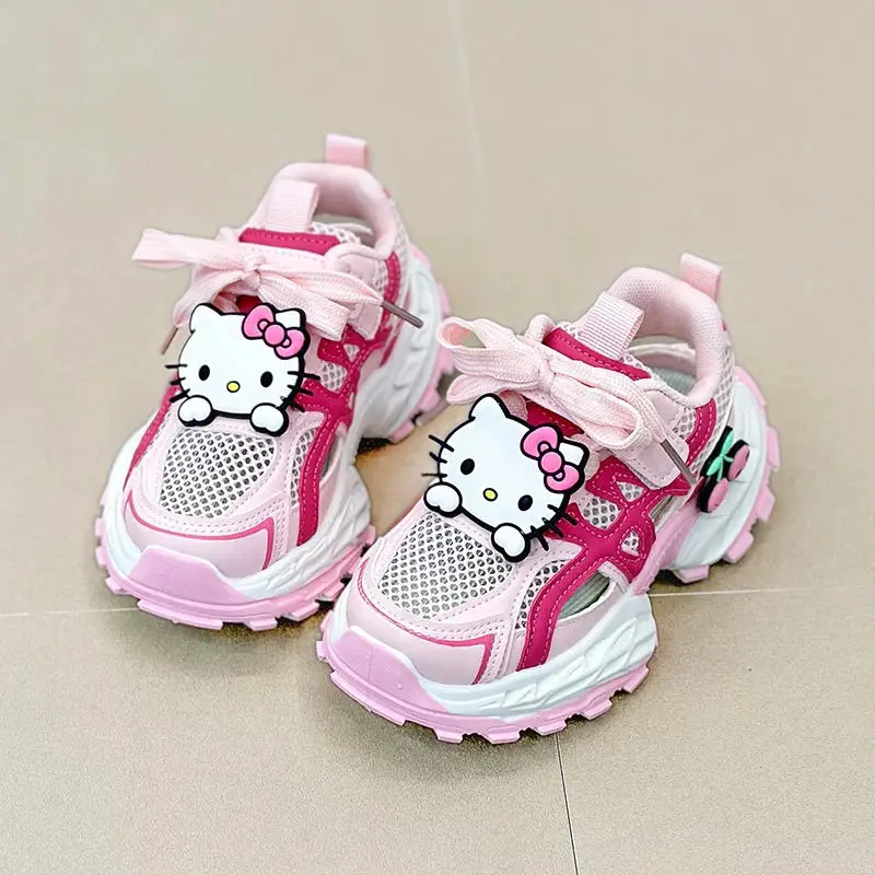 

Спортивные сетчатые сандалии Girly Heart Hello Kitty в стиле аниме Kawaii Sanrio, летние милые дышащие сетчатые туфли, милые подарки для детей