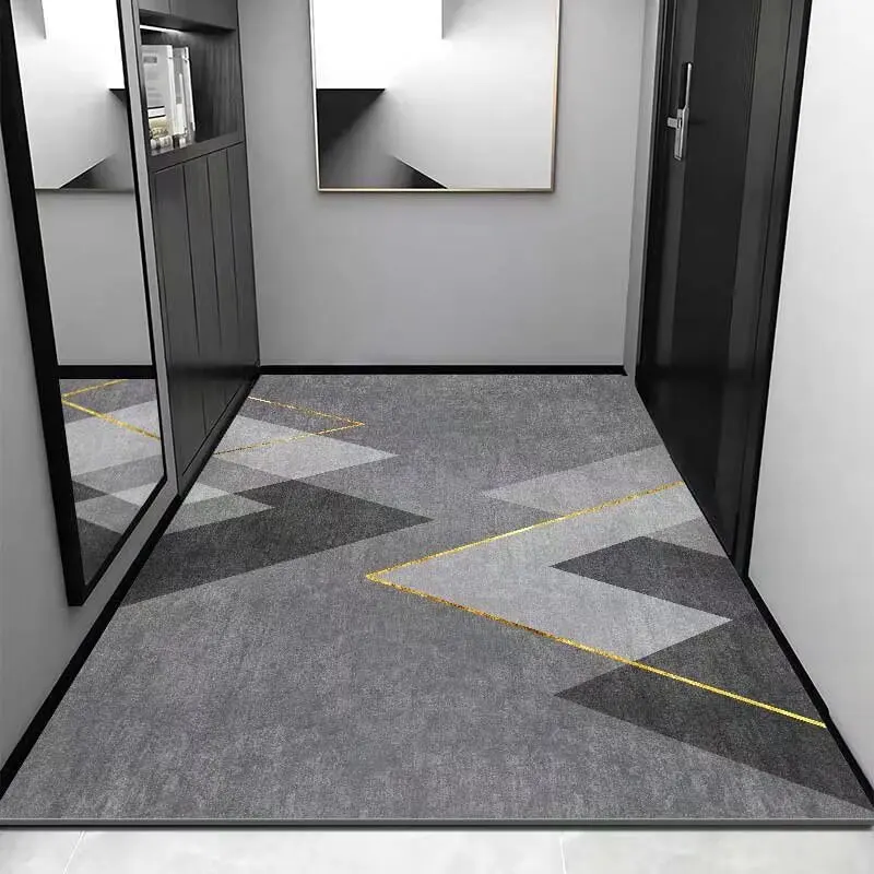 

VIKAMA Modern Simple Dark Color Dirt-Resistant Living Room Door Floor Mat Crystal Velvet Lint-Free Non-Slip Carpet Home Decor