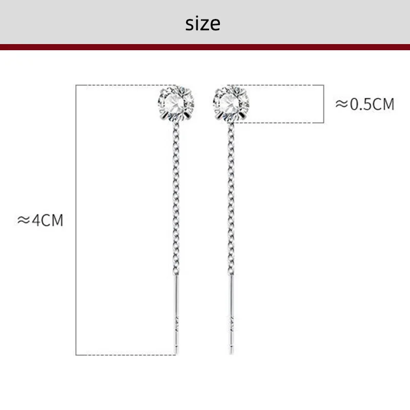 Earrings Silver 925 Zircon Tassel Ear Line Simple Elegant Versatile Women's Stud Earrings Jewelry Pendientes Mujer
