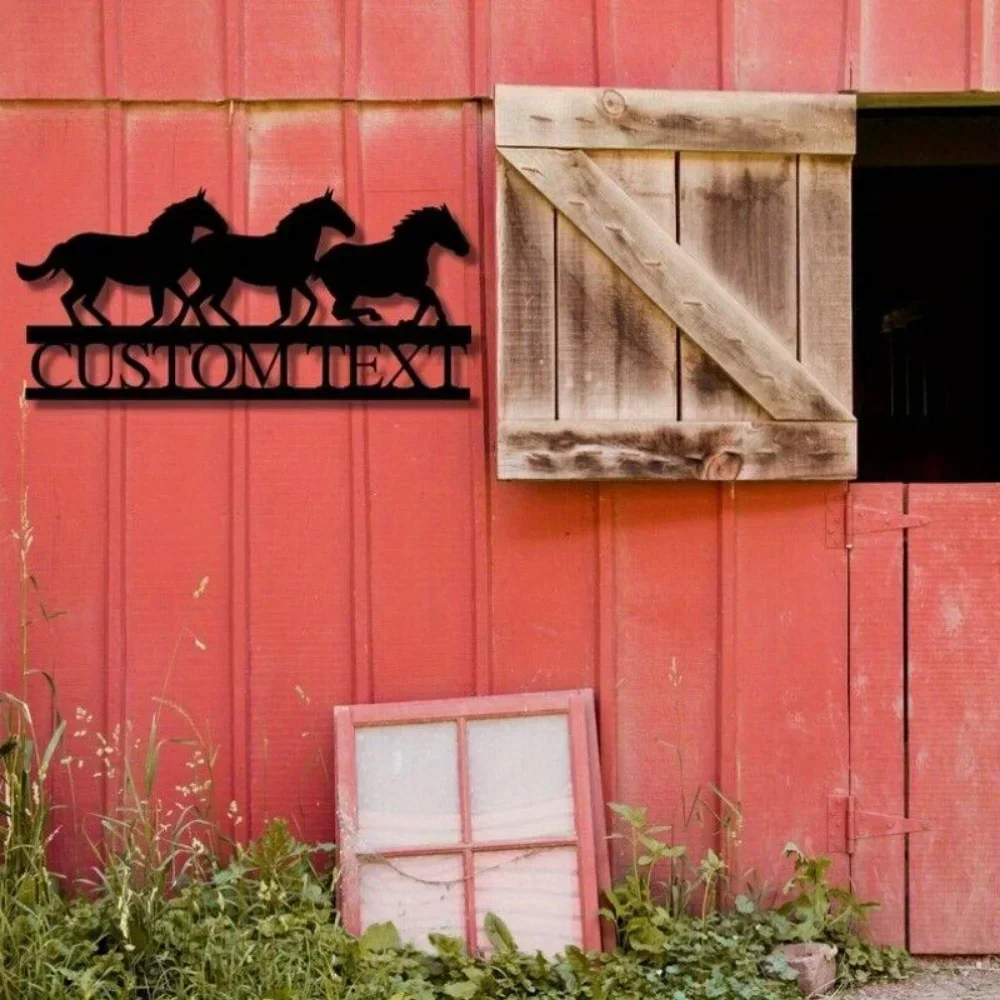 1pc Exclusive Unique Personalized Metal Ranch Sign for Horse Farm Decoration Custom Horse Ranch Emblem of Sophisticated Elegance