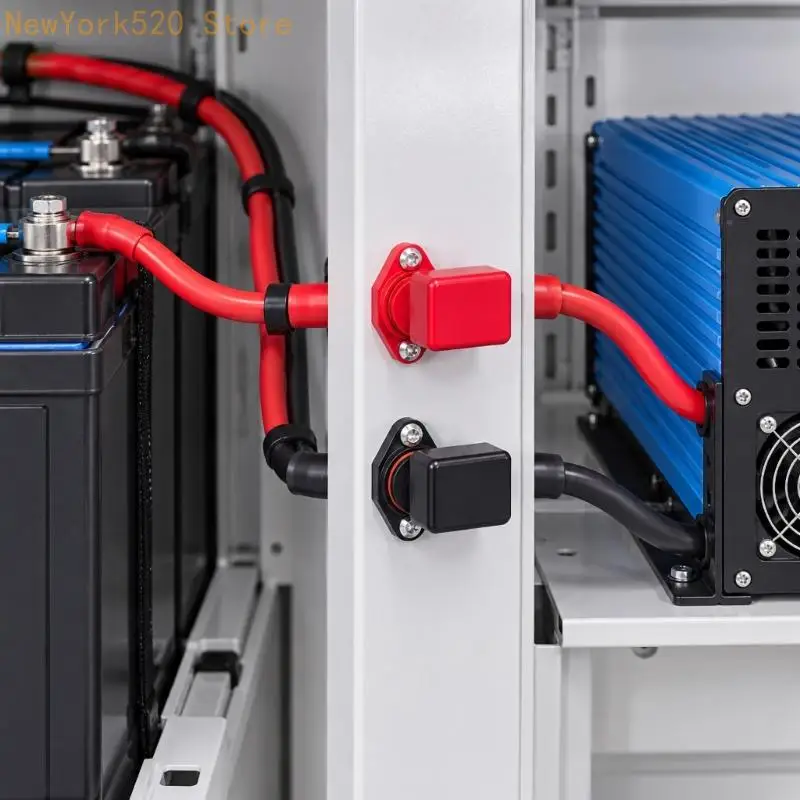 Power Distribution Block Through-Panel Electrical Binding Posts with 80 A Capacity, Threaded Contact Ends, Two-Hole Mounting