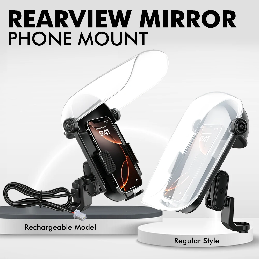 Electric Bike Phone Mount with Sunshade, Rain Protection, UV Protection Delivery Riding Motorcycle Sun Visor Phone Holder - view 2