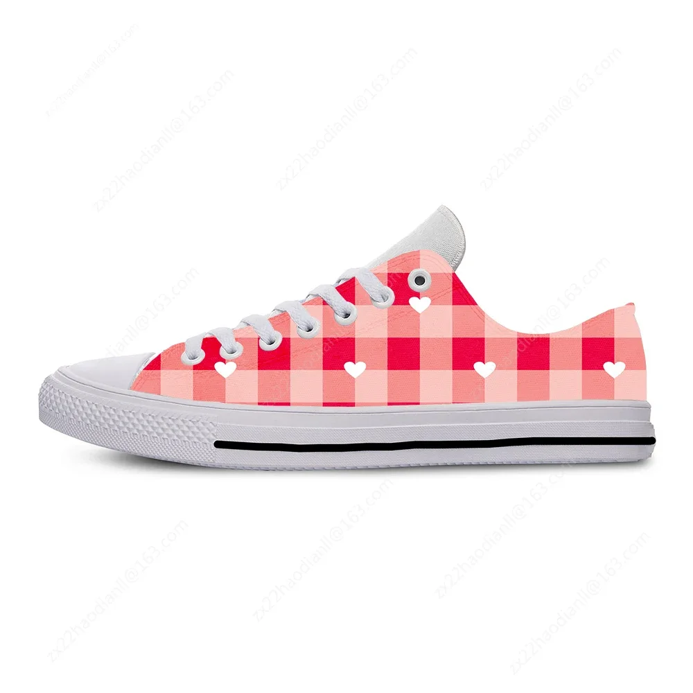 Pastel Plaid Pattern Fashion Cute Funny Lovely Casual Cloth Shoes Low Top Lightweight Breathable 3D Print Men Women Sneakers