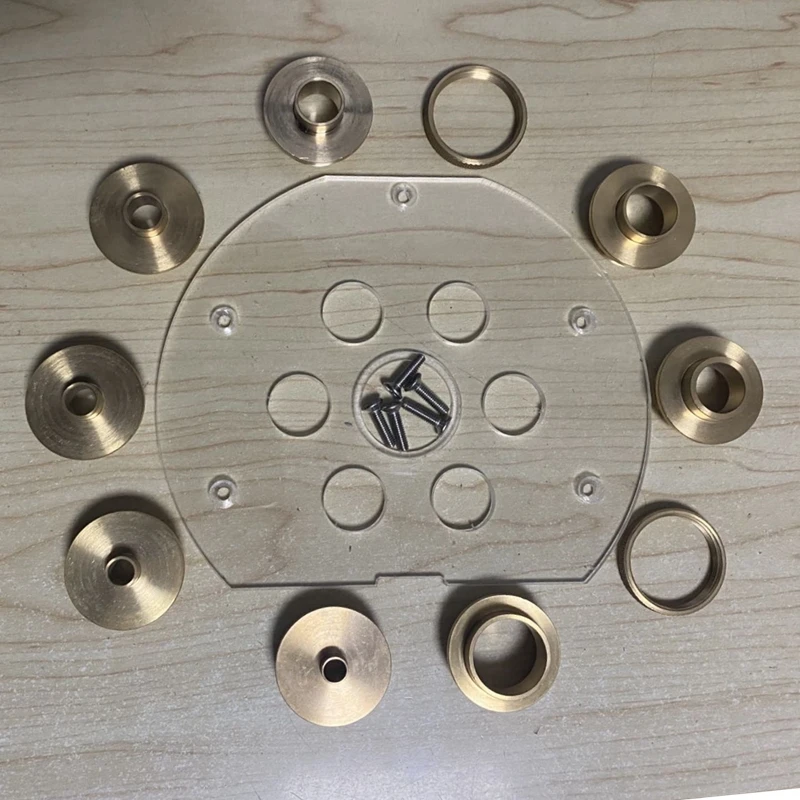 Set of Round Base Plate + 10PCS Brass Router Template Guide Bushings With Drilled Holes For Festool OF1400