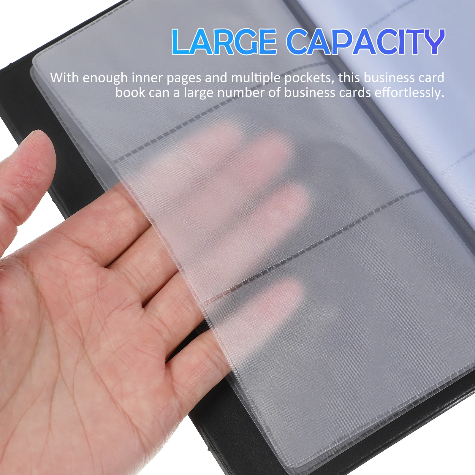 كتاب منظم لحامل بطاقات العمل ذو سعة كبيرة مصنوع من مادة البولي يوريثان الناعمة بتصميم مدمج للرجال والنساء المحترفين أثناء التنقل #4