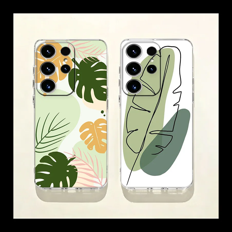 Simple Plum Blossom Leaf Phone Case for Samsung Galaxy S26 Edge S25 S24 FE S23 Plus S22 Ultra S20FE Cover Camera Protection