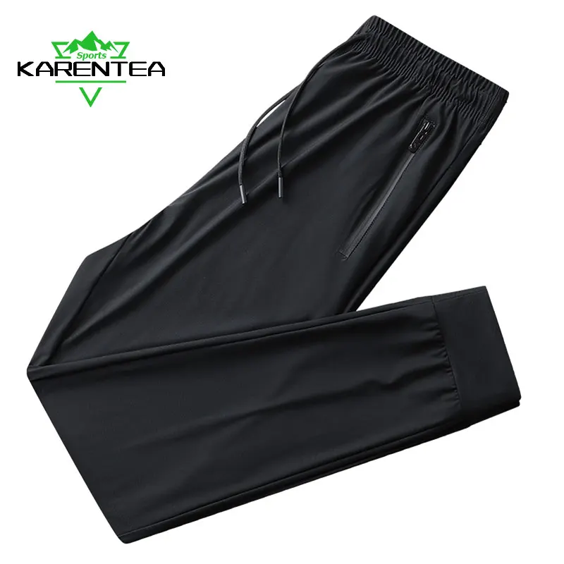 Running Men Stretch Pants Summer Quick Dry Breathable High Elastic Trousers Outdoor Trekking Fishing Climbing Jogging Sweatpants