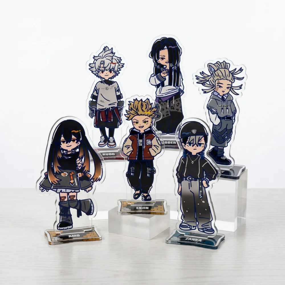 Gachiakuta Chibi Rudo Enjin Kawaii Acrylic Stand keyring 10cm Anime Desktop Decor Premium Clear Figure Collection Gift for Fans