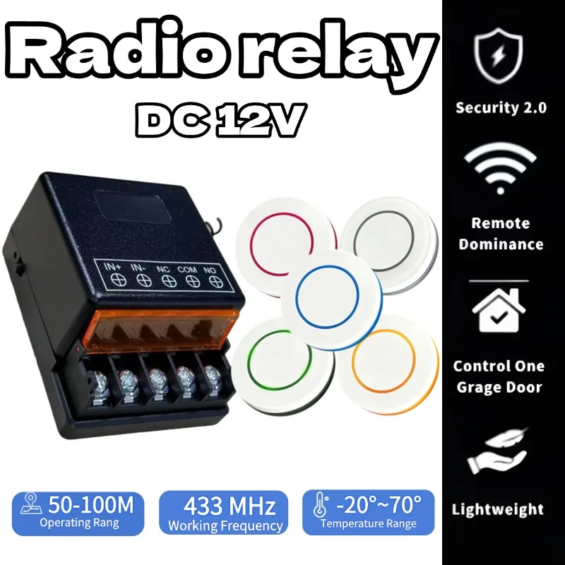 RF 433Mhz Wireless Remote Control Switch 12V 24V 48V 72V 110V 220V 30A Relay Receiver for Water Pump Motor LED Light Door Access