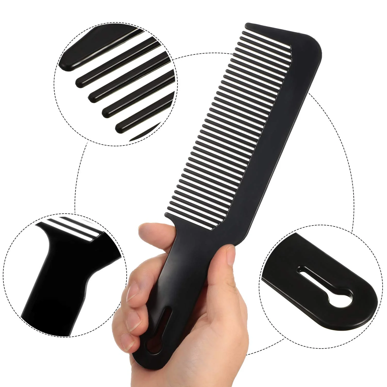 Flat Top Comb Men Portable Cut Comb Hairdresser Salon Oil Head Hair Brush Hairdressing Comb Tool (Black, White, Red)