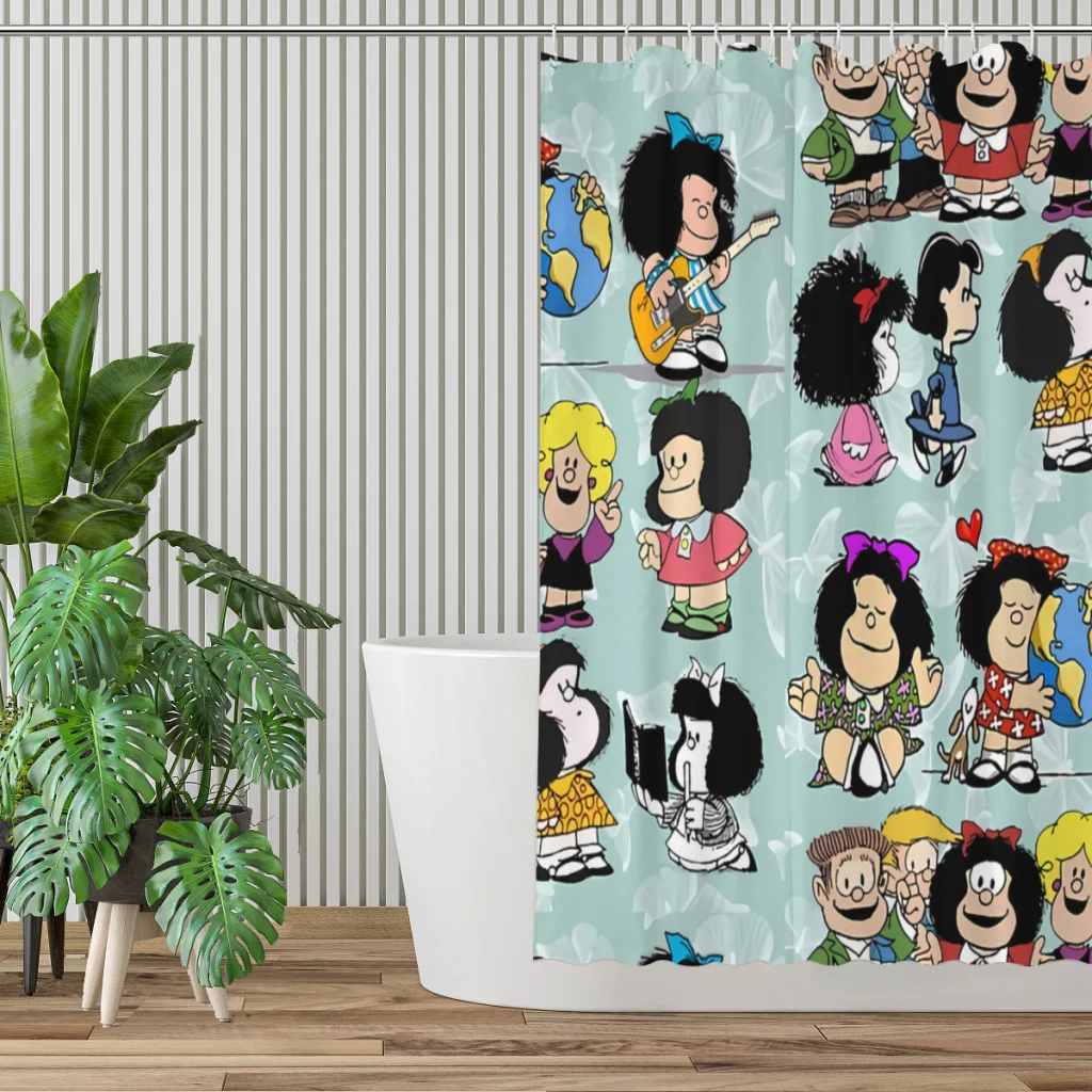 Pattern Bathroom Shower Curtains Mafalda Miguelito Comic Waterproof Partition Creative Home Decor Bathroom Accessories