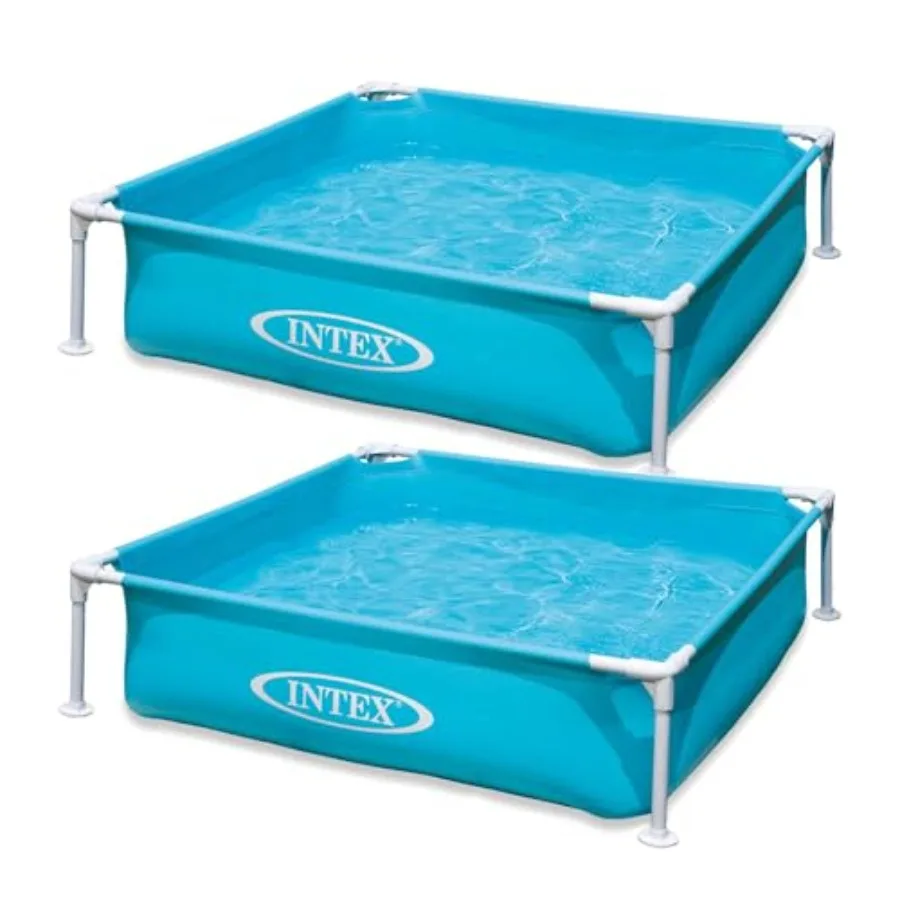 

2 Pack 4ft x 12in Mini Frame Kiddie Beginner Swimming Pool Ages 3 and Up Blue