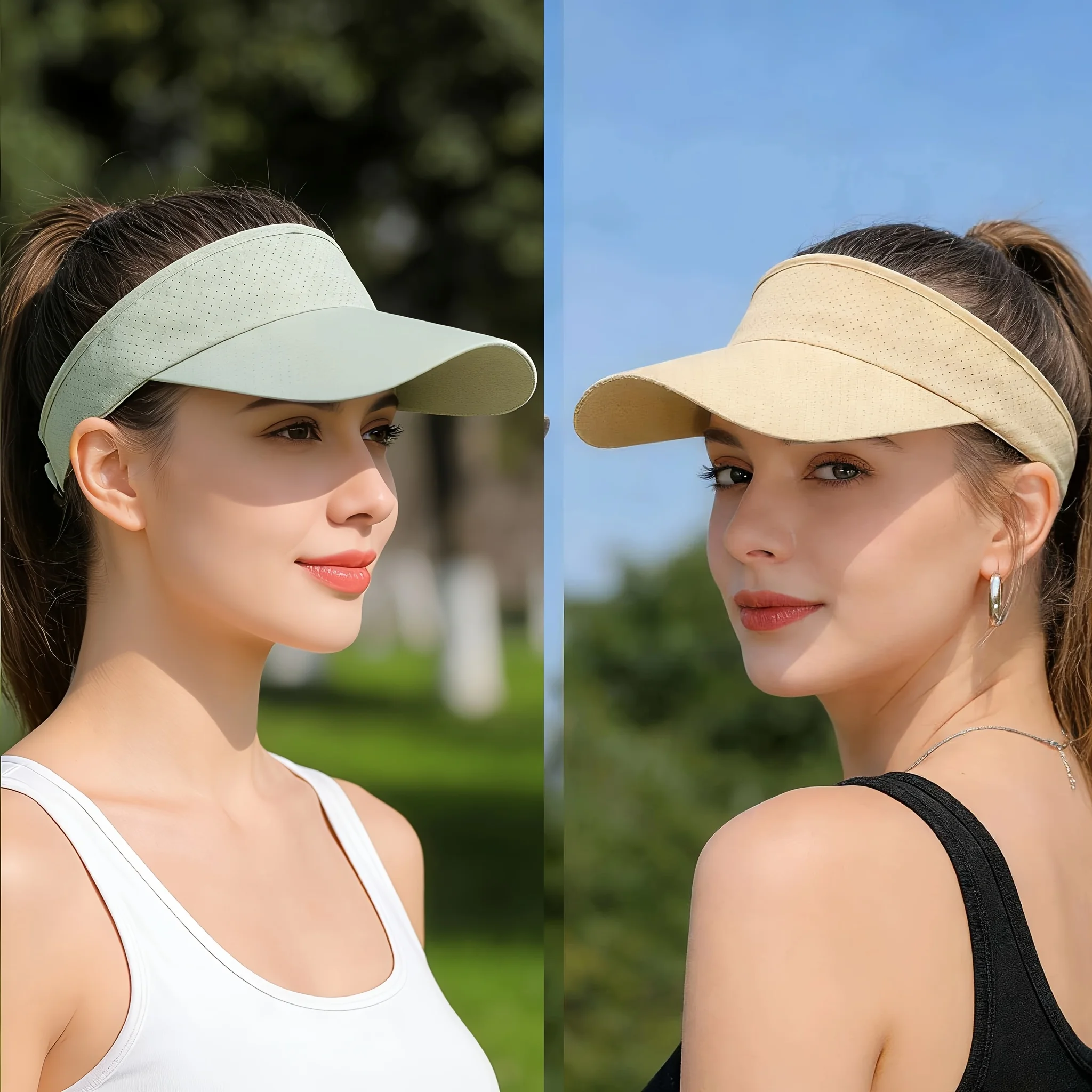 Sports Cap Men Women Quick Dry Mesh Cap Tennis Golf Ponytail Baseball Pool Beach Sun Protection Adjustable Breathable Travel Cyc
