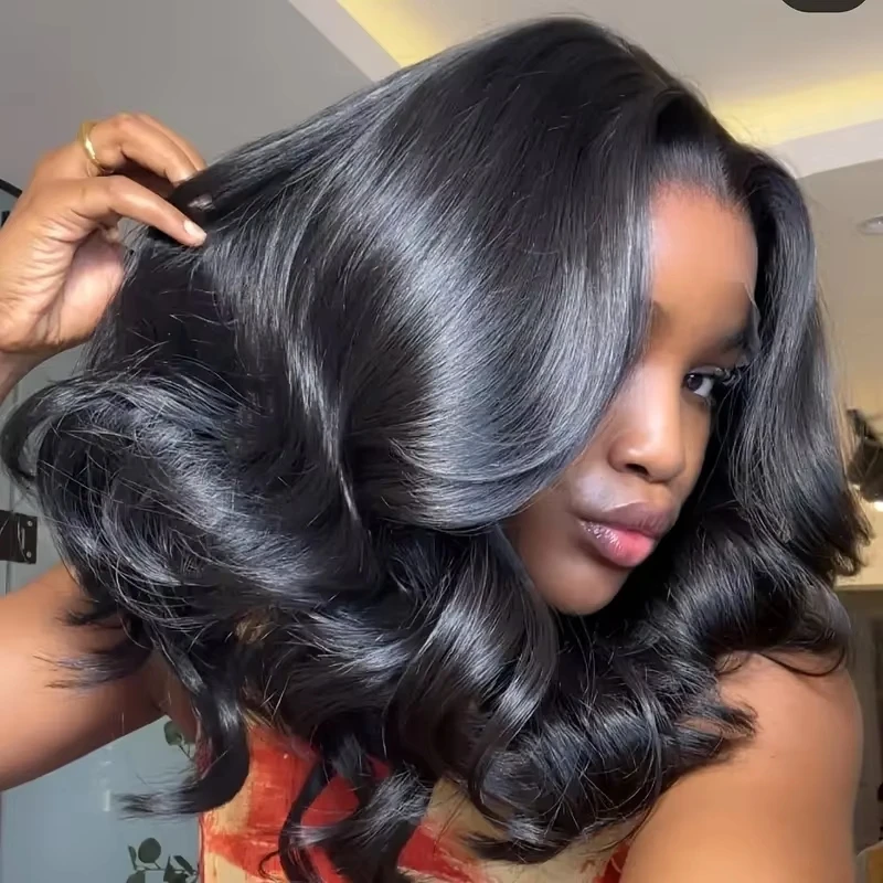 Bon Prix 250% Perruque BOB Courte Perruque شعر خام Sans Colle Perruque 13x6 13x4 دانتيل شفاف Perruques Naturelles en Dentelle Pleine Perruque Naturelle Moins Cher Perruque Livraison 3 Jours France Perruque Boucle #3