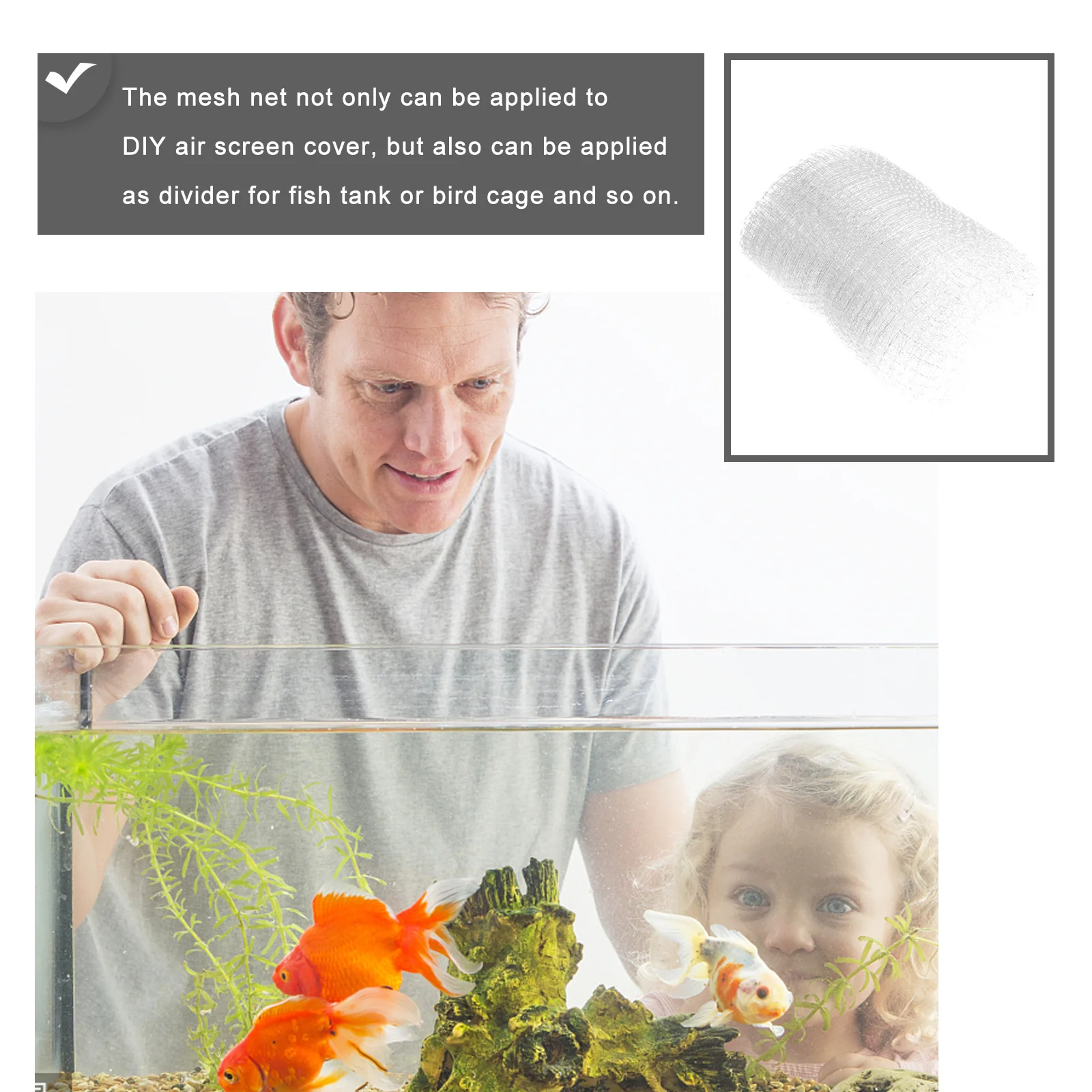 

1 Tank Escape-Proof Net Cover Mesh Netting for DIY Aquarium Lid Anti-Jump Protective Screen Bird Cage Divider Use