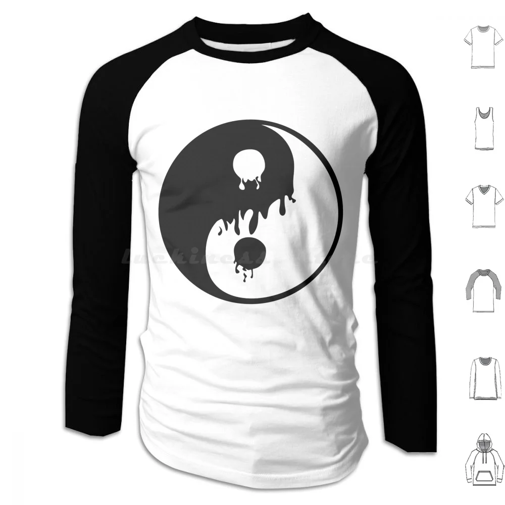 Melting Ying Yang Tie Die Hoodie cotton Long Sleeve Ying Yang Ying Yang Hipster Black White Peace Relax Puppy Japan