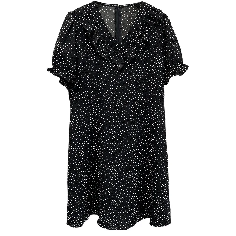 

100 кг женское летнее новое модное и элегантное шифоновое платье больших размеров с v-образным вырезом и пышными рукавами 9062