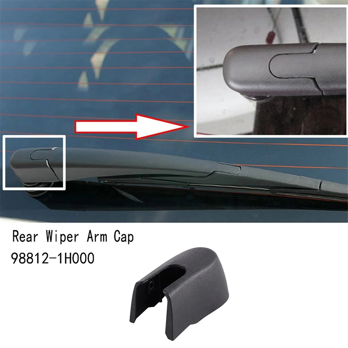 2PCS 98812-1H000 Replacement Rear Wiper Arm Cap for / Rear Wiper Rocker