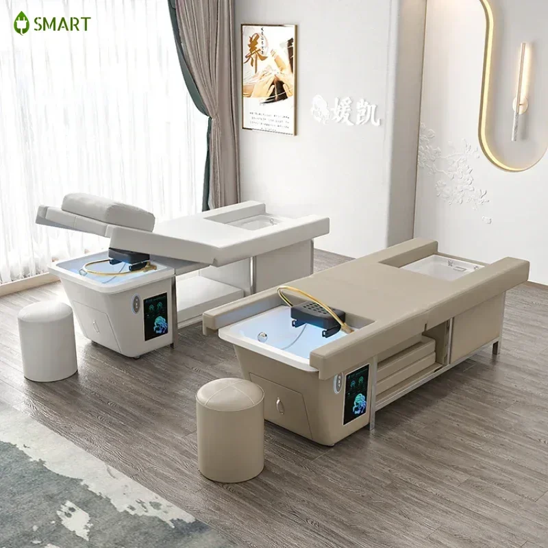 High - grade Electric Bed for Beauty Salons, Special Shampoo Bed with Head Therapy, Water - circulation Fumigation and Foot Bath