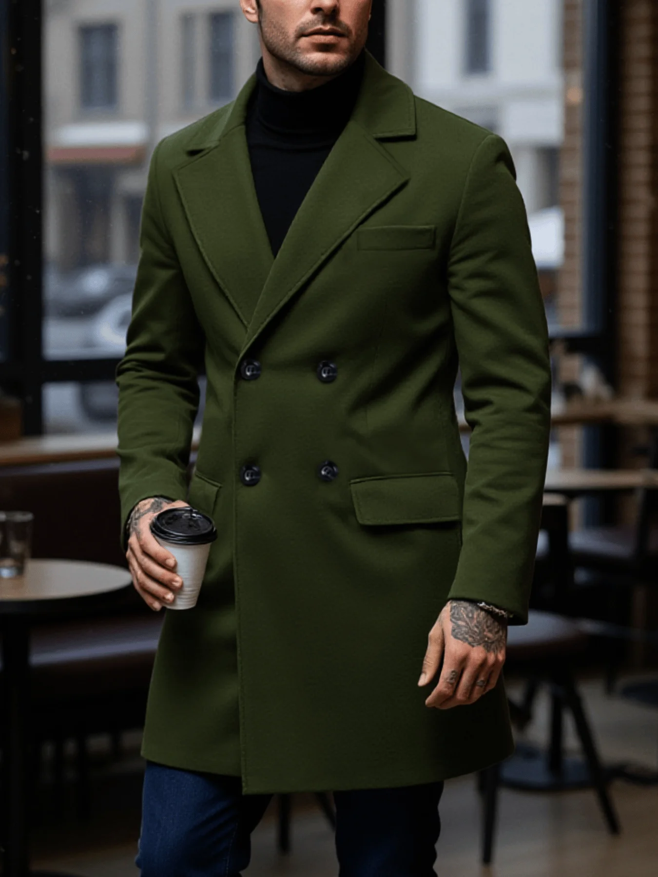 

Fashionable Men's Overcoat Autumn/Winter Thickened Windproof Coats Warm Multi-Color New Style Business And Casual Use Streetwear