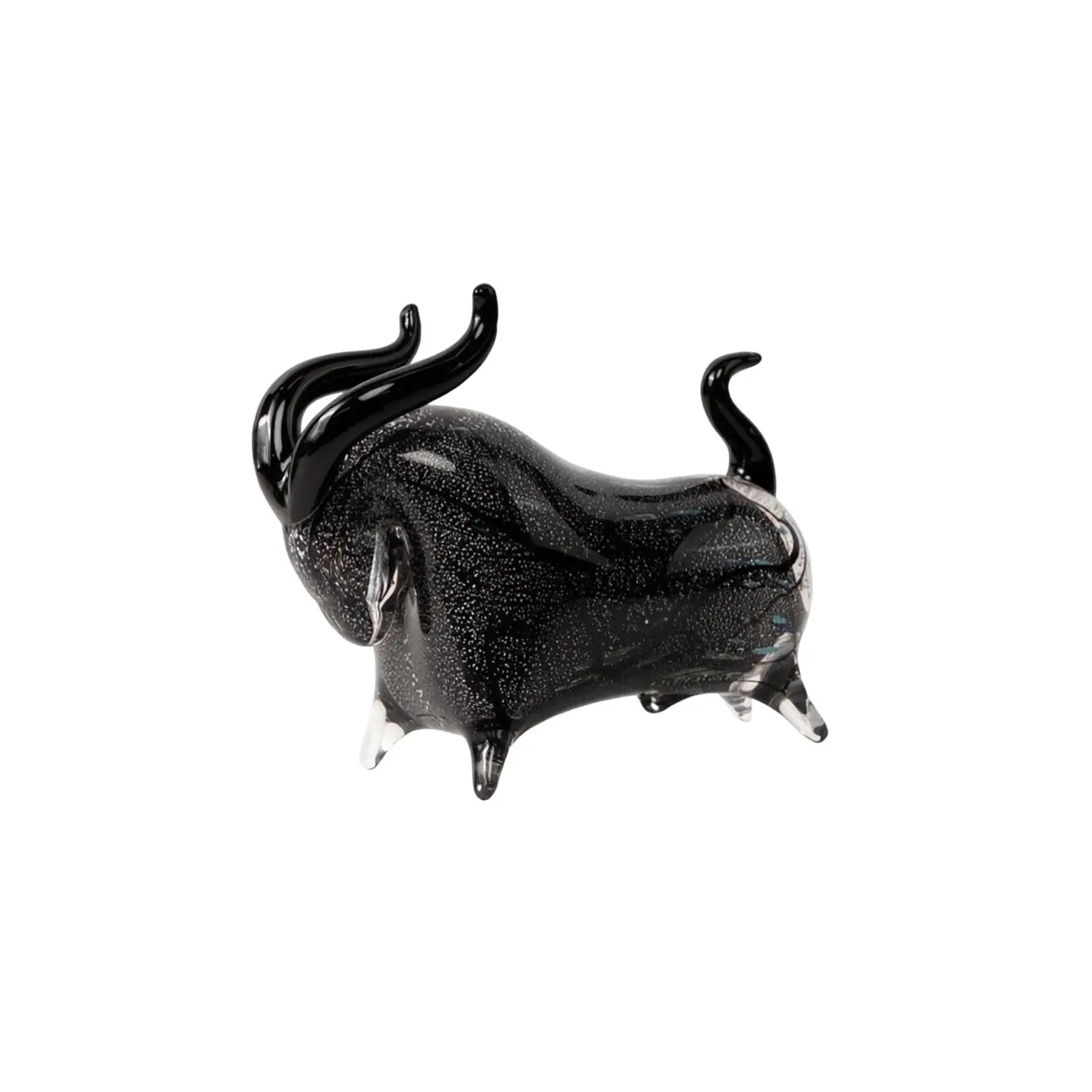 Glass Bovine Tabletop Bull Ornament Sculptural Sculpture for Homeowners, Art Collectors, Living Room, Office, Bookshelf