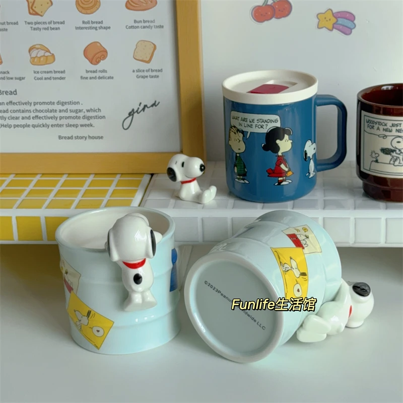 Snoopy Character Peripheral Kawaii Ceramic Mug Storage Bucket Pen Container Tableware Bucket Atmosphere Gifts Party Decorations