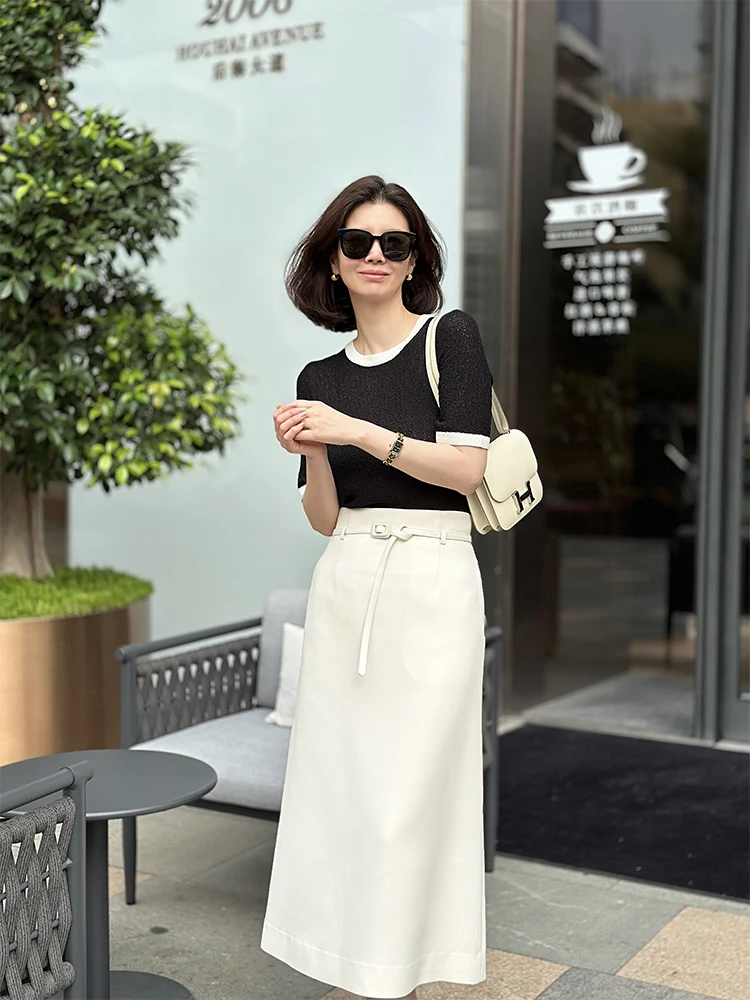 

VI Classic Upaded Original Tee-acetate High-waist A-line f-length Skirt Commute Sle Ladies' Premium Faion