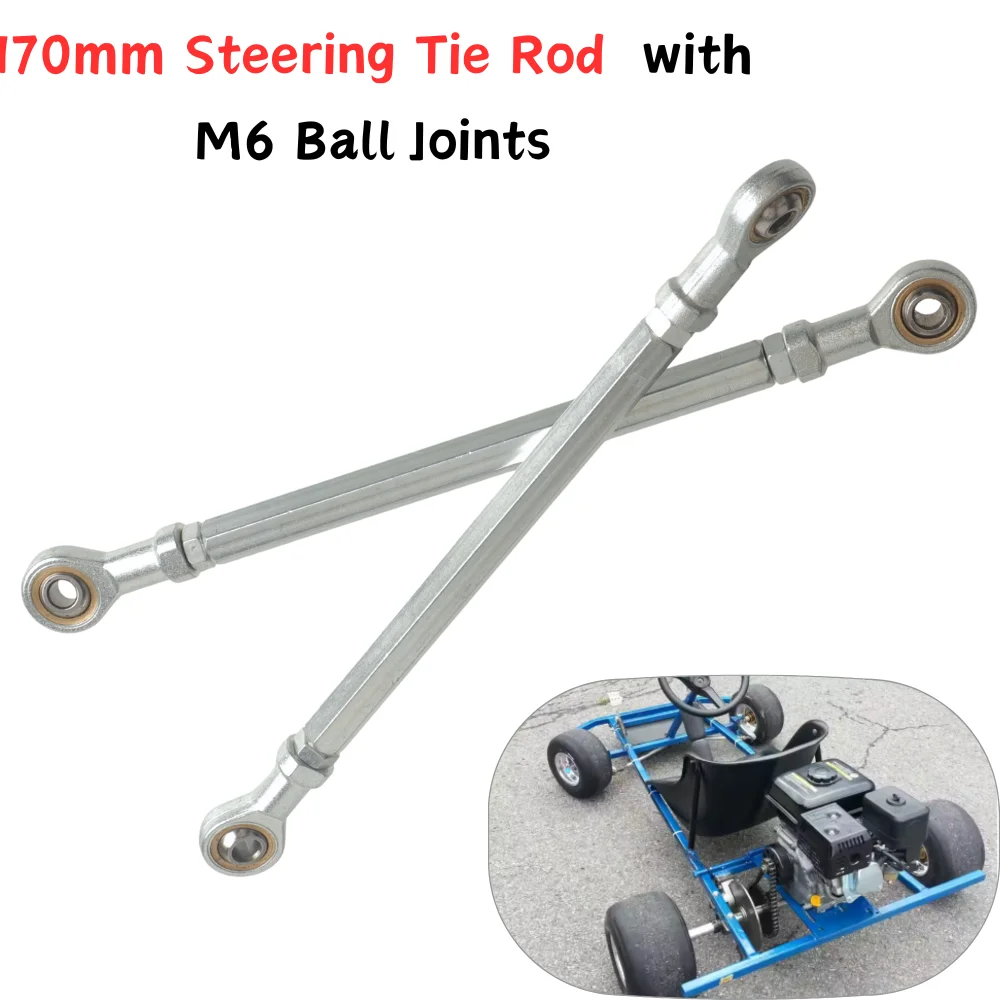 1 pair 170mm Steering Link Set With M6 Ball Joint For Youth Mini Battery ATV Go Kart Buggy Quad Dirt Pit Bike Replacement Parts