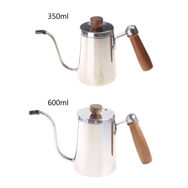 

50LB 300/600ml Stainless Steel Silver Coffee Kettle Long Narrow Gooseneck Spout Thin Mouth Retro Tea Pot with Scale