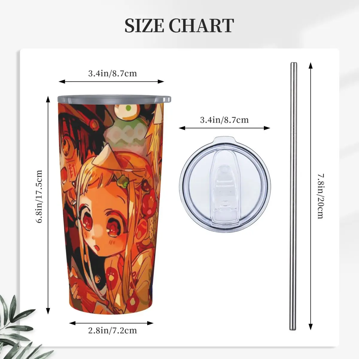 Toilet Bound Hanako Kun Anime Stainless Steel Tumbler Vacuum Insulated Mug Thermal Cold Cups Straw With Lid 20oz