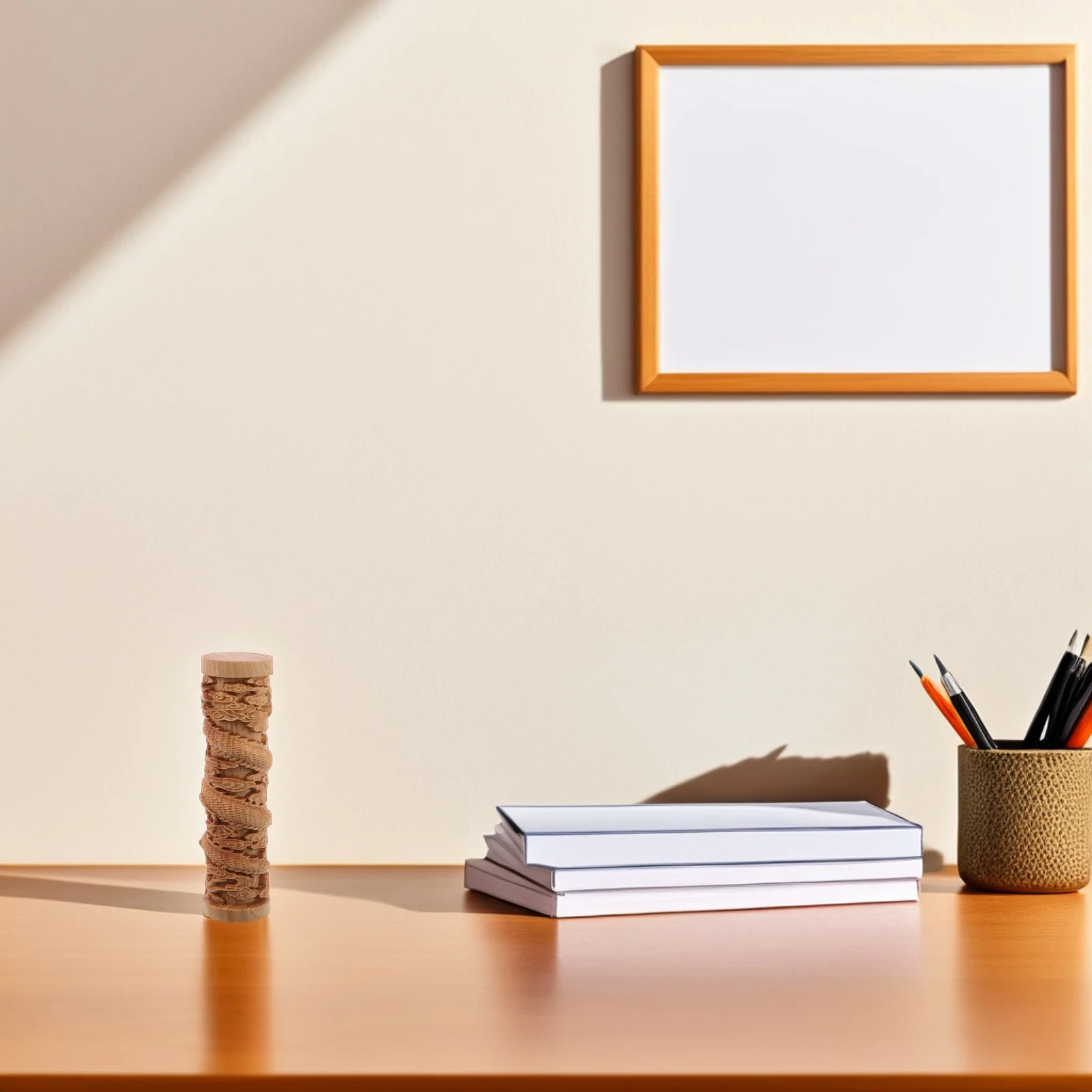 

Artistic Wooden Dragon Pillar Decoration Hand Carved 3D Sculpture for Desk Shelf Office Home Zen Ambiance Dragon Ornament