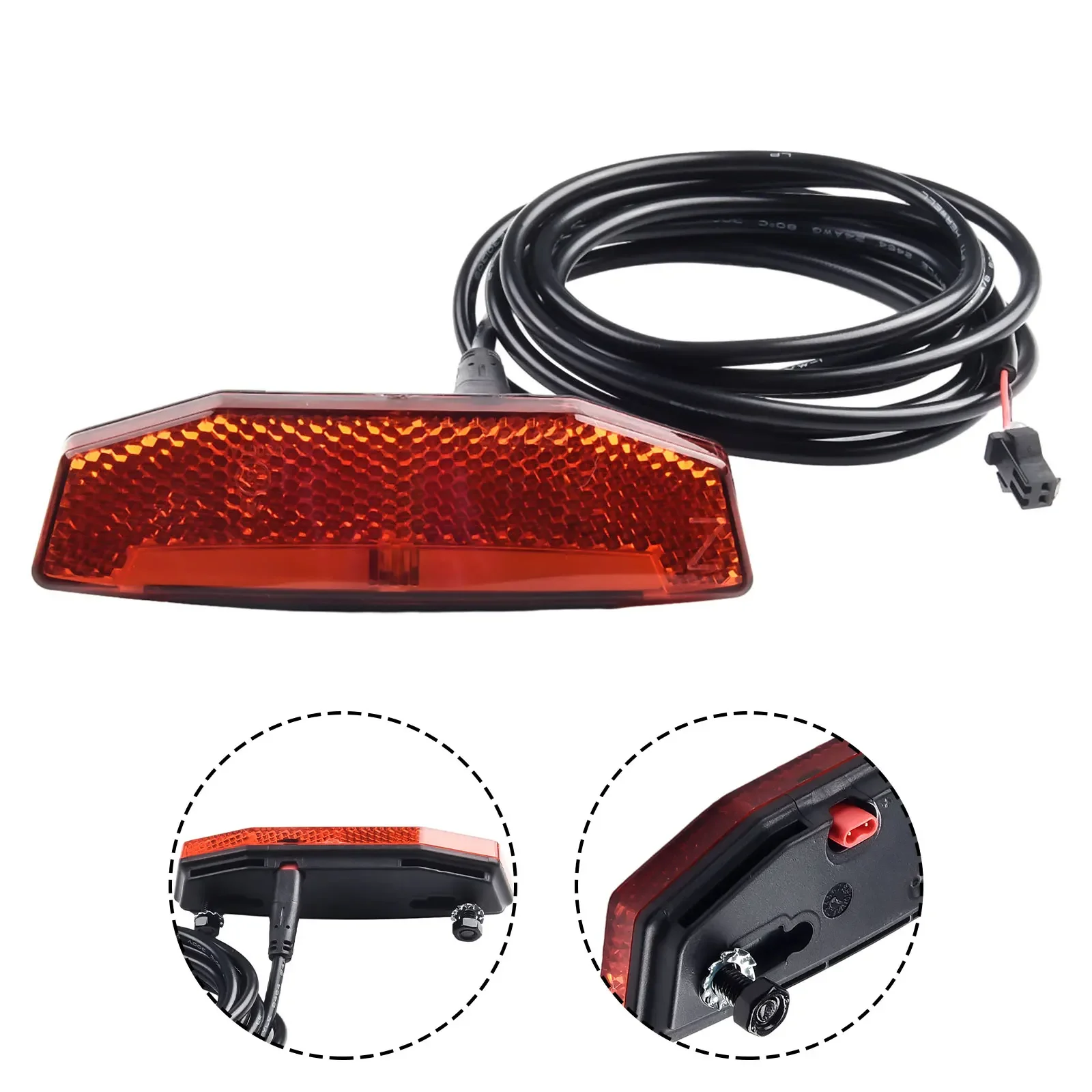 36V/48V Ebike Rear Light/Tail Light LED Safety Warning- Rear Lamps SM Connectors For E-Scooter 120cm Cables Length Lights