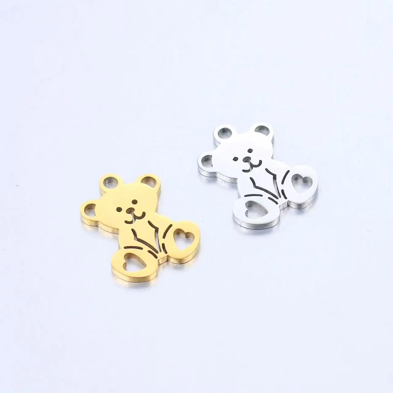 5pcs/lot New Stainless Steel Skinny Bear Pendant for DIY Necklace Jewelry  Creative  Animal Cute Bear Jewelry Accessories