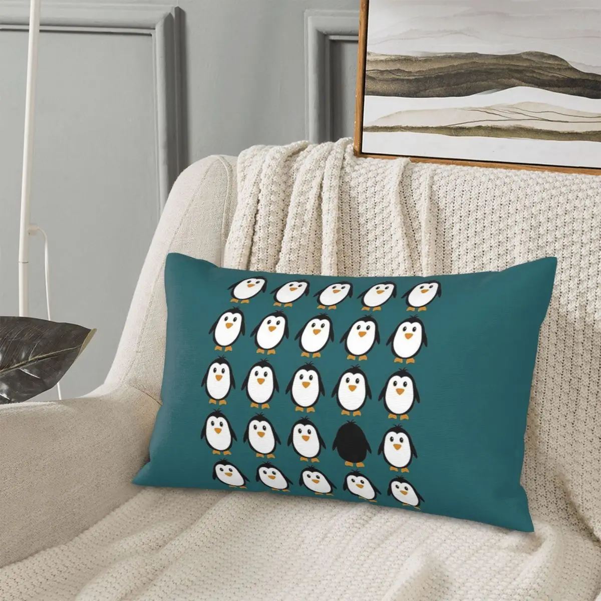 

Penguin Colony Rectangle Pillowcase Cushion Cover Decor Bedroom Bed Home Comfort Throw Pillow