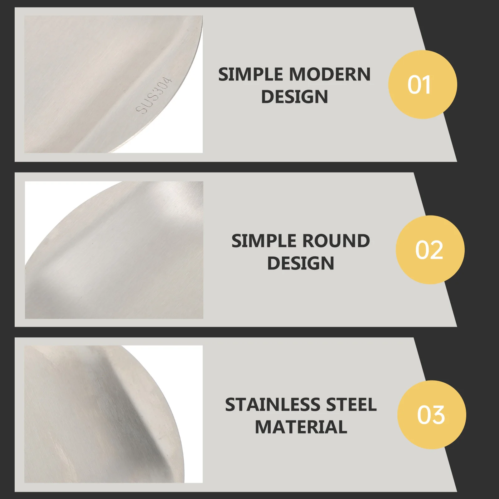 

1Pcs Korean Snack Plate Stainless Steel Round Disk Simple Design Steak Salad Dessert Tray Food Container Household Tableware