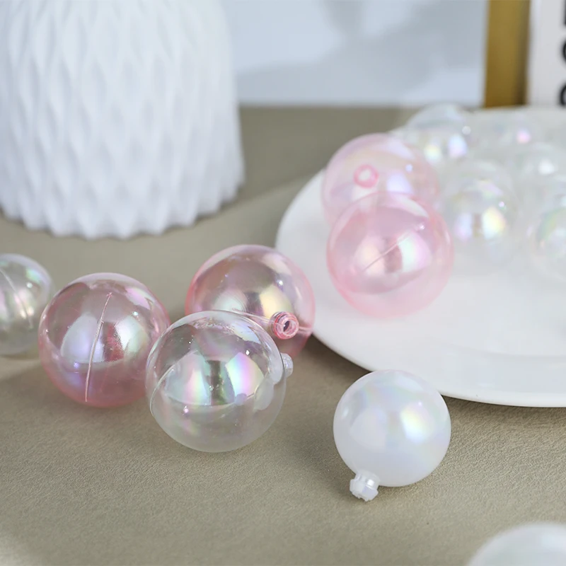 10pcs Cake Topper Balls Paper Cupcake Plugins Pink Champagne White Semi Transparent Decorative Ball Wedding Birthday Party Decor