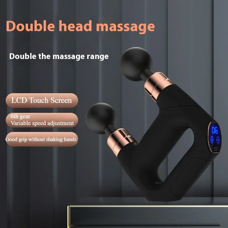 Portable Handheld Mini Fitness Product Electric Muscle Relaxation Double Head Fascia Gun Massager USB Massager Gun