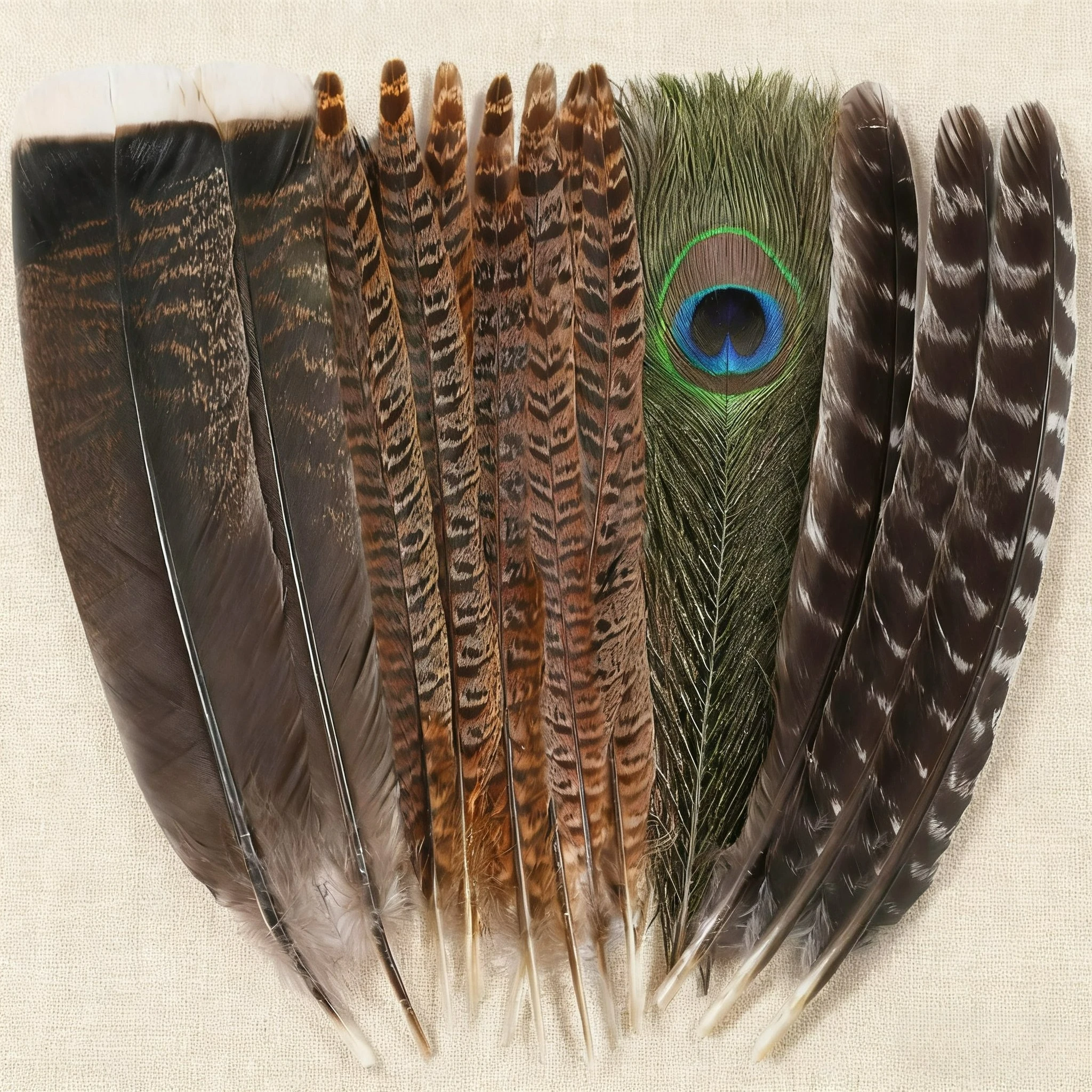 24 قطعة ريش حرفي طبيعي مختلط 4 أنماط ريش الدراج الكبير ريش الطاووس ريش تركيا لتزيين قبعة المزهرية
