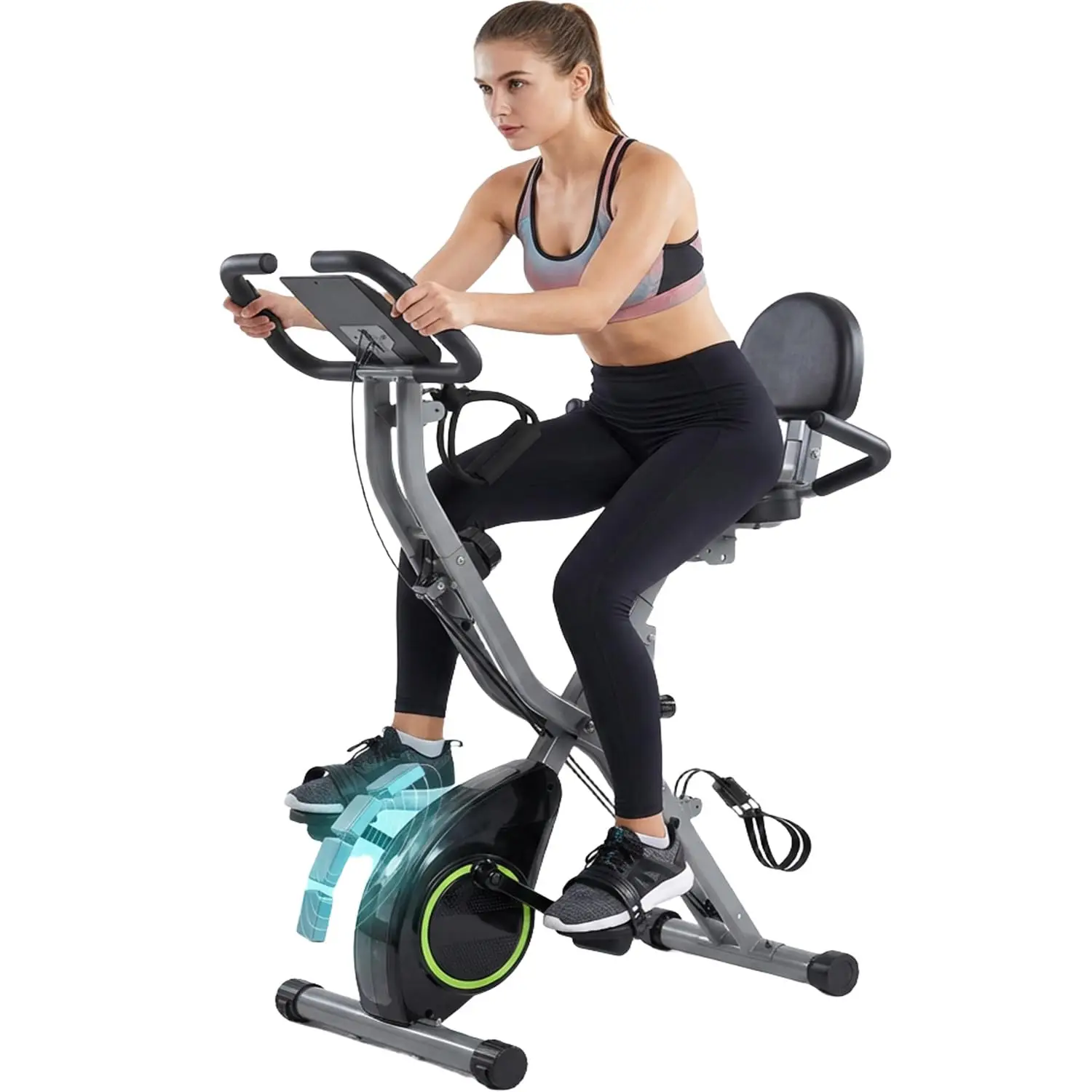 Foldable Exercise Bike Stationary Bikes for Home, 5 IN 1 Indoor Workout Bike, with 16-Level Quiet Magnetic Resistance