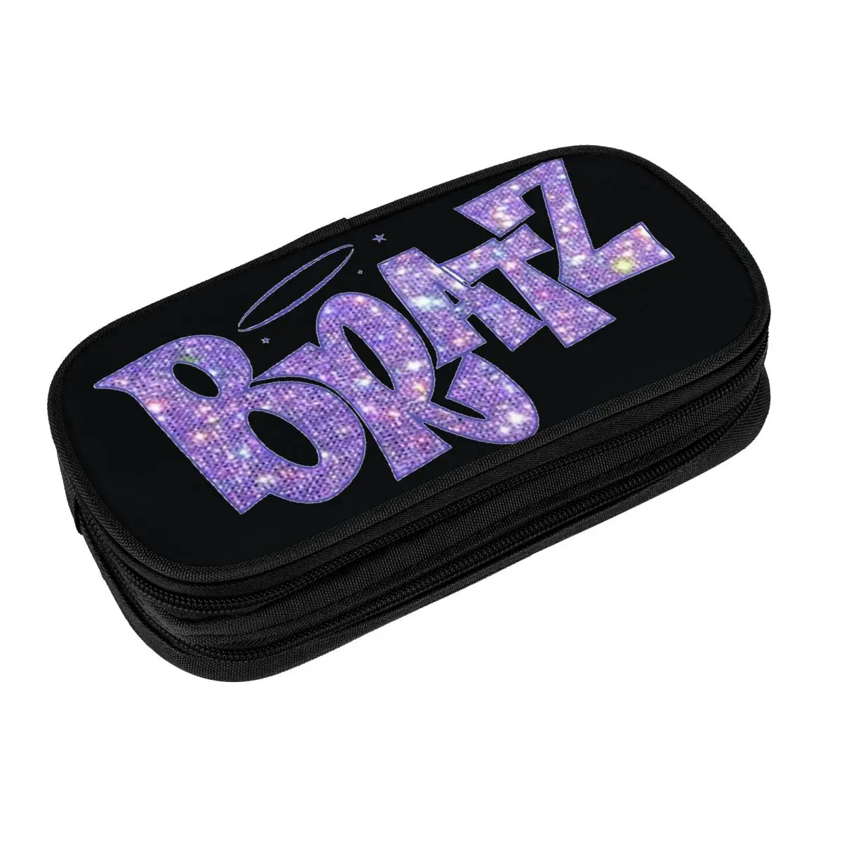 Bratz Glitter Sparkle Logo Pencil Case Large Pencil Pouch Girls Boys Double Layer Vintage School Pencil Cases Graphic Stationery