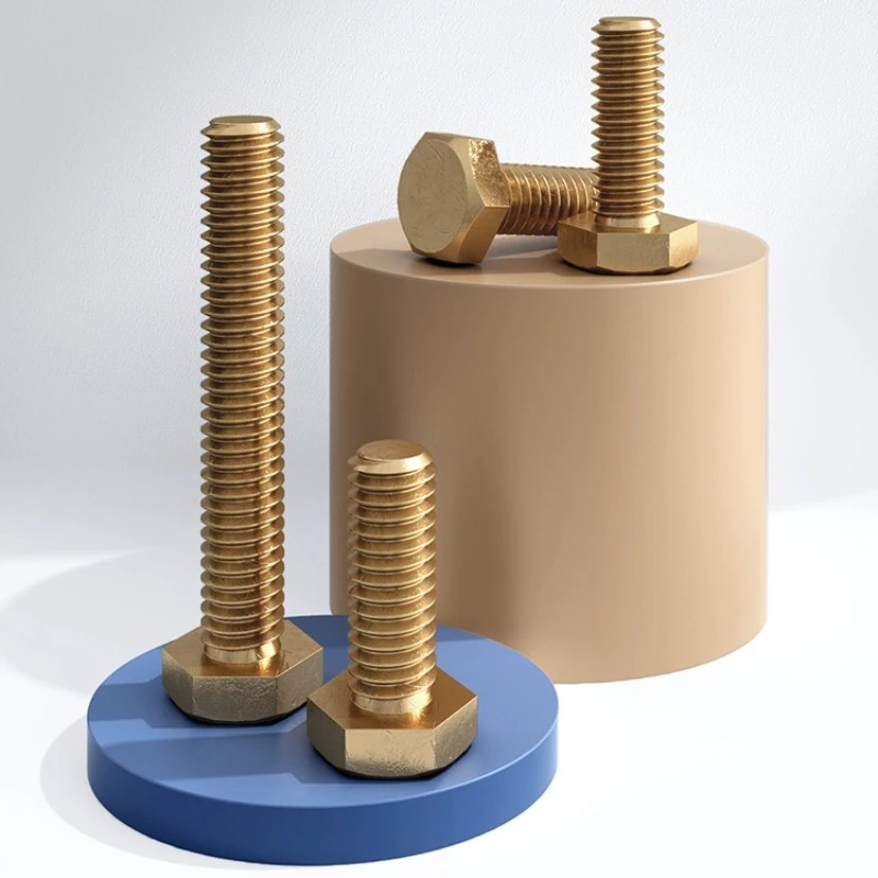 Brass External Hex Screws M3 M4 M5 M6 M8 M10 M12 Metric Hexagonal Machine Bolts Copper Electrical Fasteners 6-60mm
