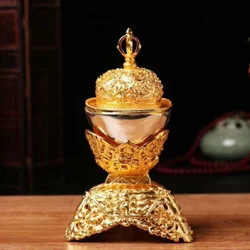 Tibetan Buddhist Mikky Gabbra Kapala Cup Divine Ritual Statue Alloy vajra 7