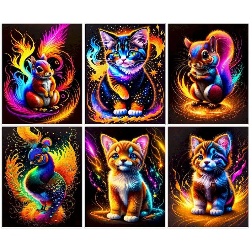 

GATYZTORY Oil Painting By Numbers On Canvas Colorful Animals Zero Basis Drawing With Numbers For Adults Kids Home Decors Gift