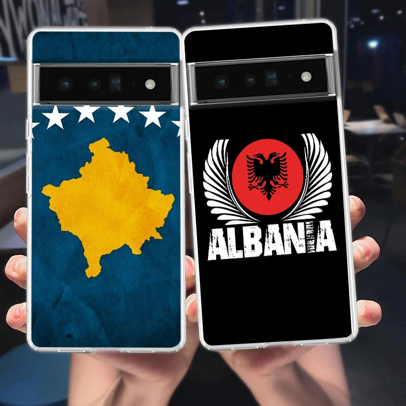 Albania Albanians Flag For Google Pixel 9 8 7 6 Pro Phone Case For Pixel 6A 5 4 5A 4A 3A XL 5G Silicone Shockproof Clear Cover