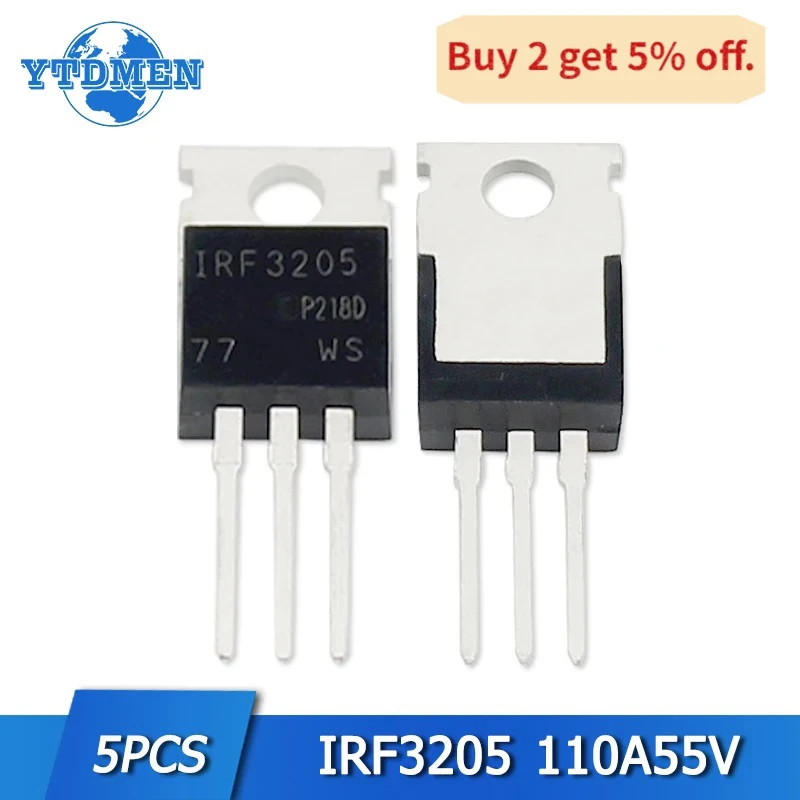 5 sztuk IRF3205 tranzystor Mosfet 3205 IRF3205PBF komponenty elektroniczne TO220 FET 55V 110A TO-220 IC zestaw tranzystorów polowych