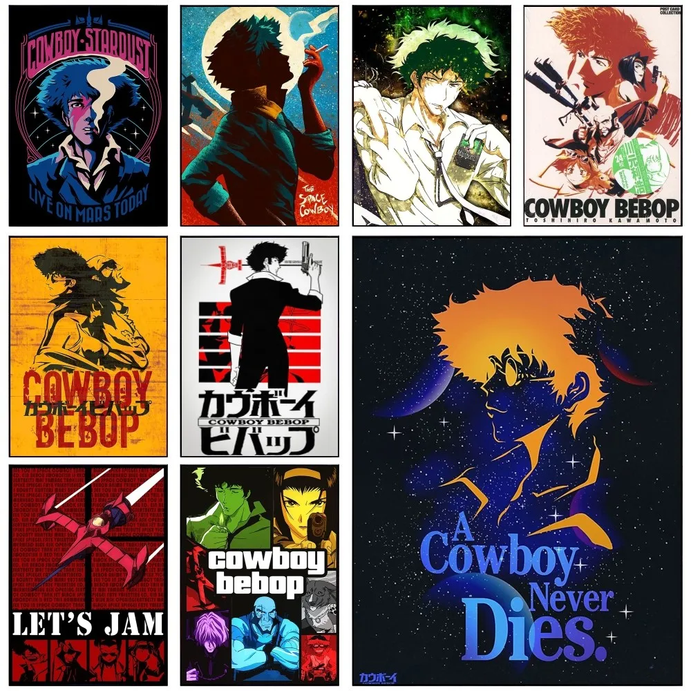 1PC Anime Cowboy Bebop  Poster Self-adhesive Art Waterproof Paper Sticker Coffee House Bar Room Wall Decor